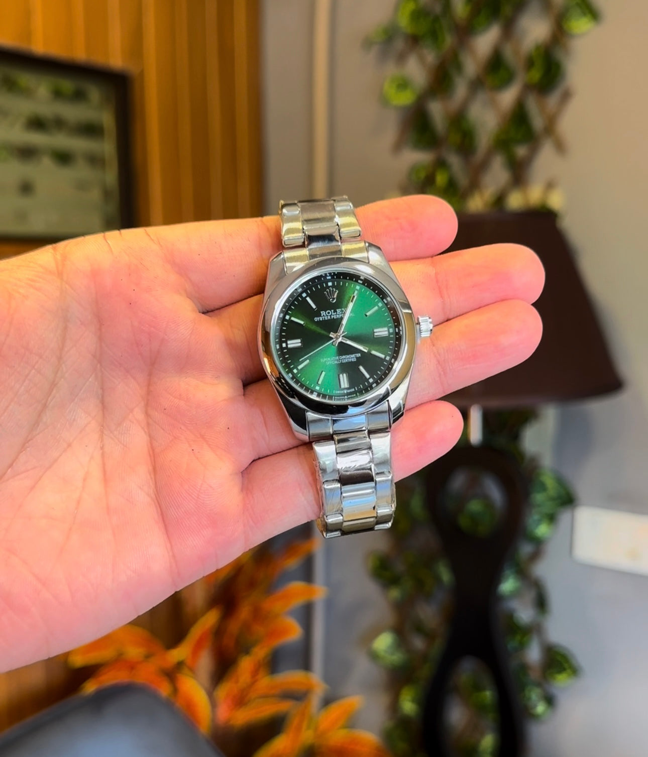 Rlx Oyster Perpetual | Premium Green and Silver with Date Adjuster